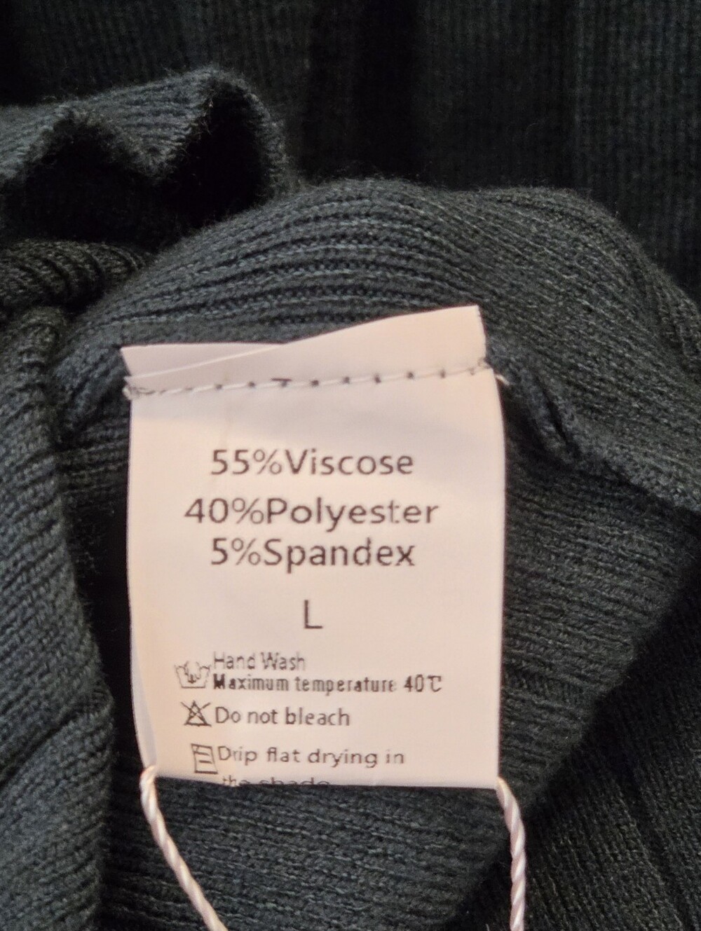 Ribbed Knit Long-Sleeve Dress in Deep Green - Picture 4 of 6